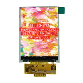 2.8 polegadas TFT colorido LCD de 18 pinos 0,8 mm 240320 resolução ILI9341 unidade IC super ampla Visual Anjo 4 fios SPI, no mínimo, 4 IO