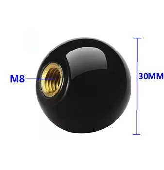 20pcs/Monte M8X30mm Bola PRETA Botão de Cobre Inserir Máquina-Ferramenta de Substituição de 8mm Thread Bola de 30mm de Diâmetro Baquelite Bola Knob