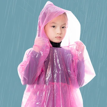 3Pcs Crianças Ponchos Chuva Impermeável Descartável de Viagem, Capa de chuva com Capuz de Cordão Rainwear para Acampar ao ar livre/Lazer/Caminhadas