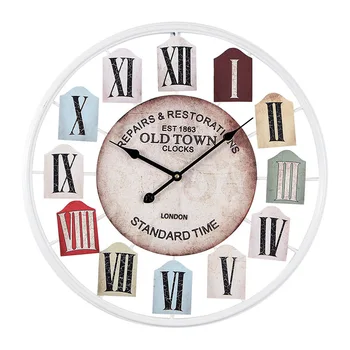 50cm Parede Relógio de Design Moderno 3d Grande Retrô Preto-Arte em Ferro Oco Relógio de Parede Numerais Romanos Decoração da Casa Grande Parede Wathc Melhor Presente