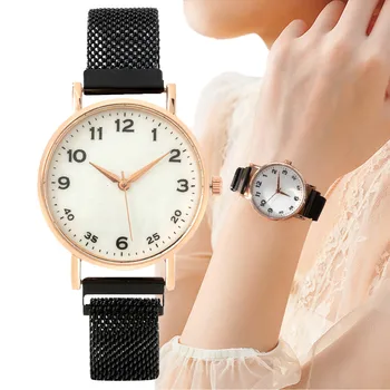 A Marca De Moda De Mulheres Digital Simples Relógio De Quartzo 2023 Casuais Novo Preto No Fecho Magnético De Aço Inoxidável Senhoras Relógio Watche