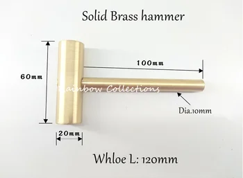 Alta Qualidade L120mm de Latão Sólido Martelo DIY para o manual do martelo do relógio a reparar martelo nogueira martelo de cobre de ferramentas manuais, peças
