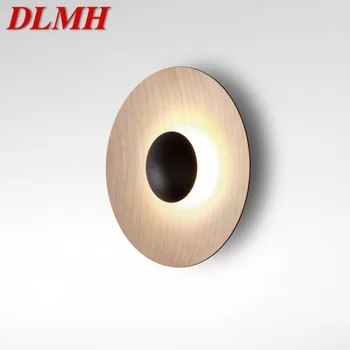 DLMH Rodada Nórdicos Lâmpada de Parede de Alumínio de Grão de Madeira Candeeiro de Luz Novo Design Para o Quarto Criativa
