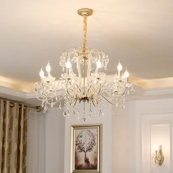 Lustres de Americana, Sala de estar Cristal francês de Vela do Quarto Lâmpada de High-End Estudo lâmpada de Leitura Europeu Princesa Lustre