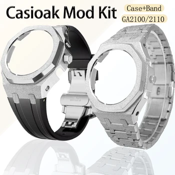 Luxo GA2100 Casioak Mod Kit Com Parafusos Gen3 Gen4 de Metal de Aço Inoxidável Correia de Relógio G-Shock GA2110 de Substituição