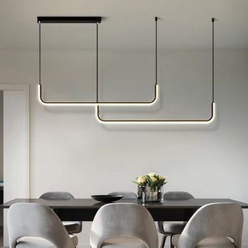 Moderno Minimalismo LED luminária Para Sala de Jantar, Cozinha, Bar, Sala de estar, Quarto Balck de Projeto da Linha de Tecto, Lustre Luz