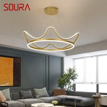 SOURA Nórdicos Lâmpada de Pingente Moderno de Ouro Criativo LED Coroa acessórios Para Casa, Sala, Quarto, Decoração Lustre Luz