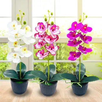 1 Conjunto Encantador Flores Artificiais Pote Vivid Natural-Olhando Leve Ambiente De Trabalho Falso Vasos De Flores