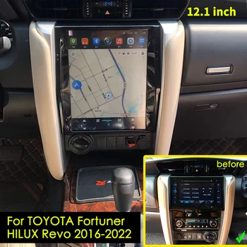 12.1 Polegadas Tesla Vertical do Carro da Tela de Multimídia Vídeo Player Para TOYOTA Fortuner HILUX Revo 2016-2022 13 Android GPS Navi Rádio
