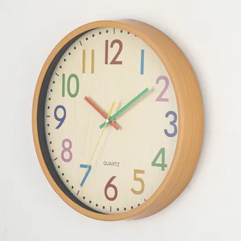 12 polegadas de Madeira Mudo de Quartzo Relógios para a Casa de Crianças Sala de estar, Relógios de Parede Decoração o Cartoon Números de Agulhas do Relógio de Decoração de Casa