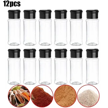 12PCS Plásticos Tempero de Sal E Pimenta de Moinho a Cozinha Portátil Spice Jar Recipientes de Alimentos Erva Moinhos de Gadgets de Garrafa