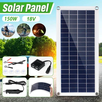 150W Painel Solar Kit Completo 12V Flexível Solar Placa de Carregador de Bateria com Controlador Duplo de Saída de USB da Célula Solar para Carro do Telefone