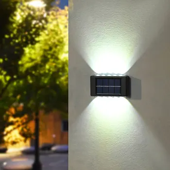16 LED Solar, Lâmpada de Parede Exterior Posta Solar Impermeável Luz para CIMA e para Baixo Iluminar o Jardim de Casa Varanda Quintal Decoração