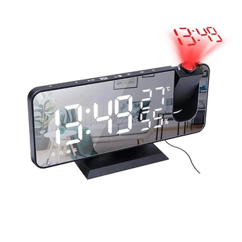 1Set Digital do DIODO emissor de Projeção de Alarme Relógio Despertador Electrónico Com a Projeção de Rádio FM Vez Projetor Quarto Mudo Relógio ABS B