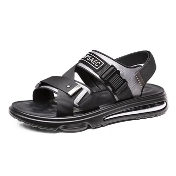 2022 Sapatos de Verão Homens Sandálias de Praia Televisão antiderrapante Férias de Verão de Malha Marca de Sapatos de Mens Sandálias da Moda Preto Calçado KA4611