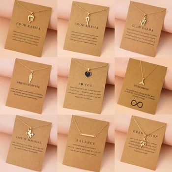 2023 Moda Jóias Banhados A Ouro De Inspiração Femme Colar De Bom Karma Mensagem Do Cartão Colares Para As Mulheres