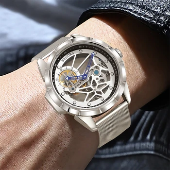 2023 Novas marcas de Topo, ocos de luxo Mecânica Mens watch Elegante relógio de Pulso Automático de esportes relógios luminosos de relógio de Pulso de Homem