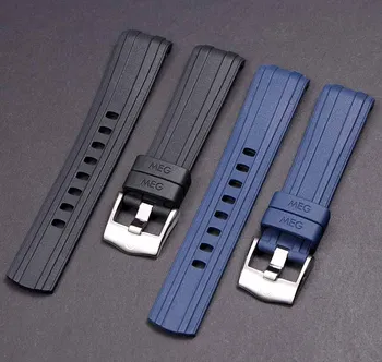 20mm de Borracha de Silicone Pulseira Para OMEG Seamaster Preto Azul Fita Impermeável Relógio com Pulseira de Fivela de Pulseira