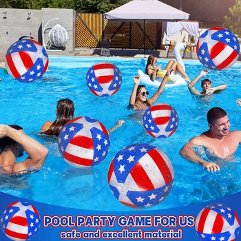 40/60cm Infláveis Bola de Praia Patriótica Estrelas Listras Piscina de Bolas Bandeira Americana de Esfera Flutuante para o Dia da Independência do Partido Jogos