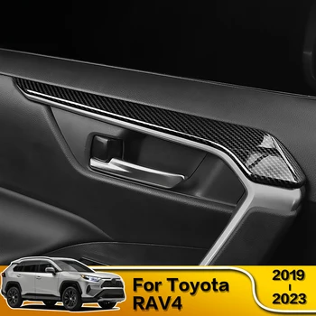 4Pcs ABS Porta do Carro Alças Quadro Faixa de Decoração de Capa de Guarnição de Interiores Acessório Para Toyota RAV4 XA50 2019 2020 2021 2022 2023