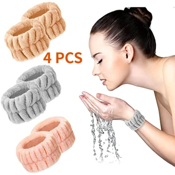 4PCS de Pulso Washband Microfibra Absorvente Pulseiras de Banda para Lavar o Rosto, Yoga Executando o Esporte de Pulso Sweatband pulseira