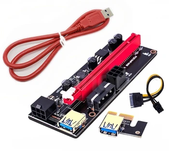 50Pc PCI-E 1X a 16X LED Riser Extender Card, o PCI Express PCIe LED placa Riser Gráficos Cabo de Extensão do Adaptador de Cabo USB 3.0