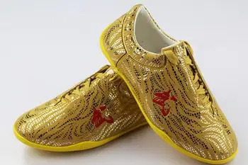 5color de couro cheio de kung fu sapatos de wushu sapatilha de kungfu artes marciais desempenho sapatos de prata/ouro/preto/vermelho/azul