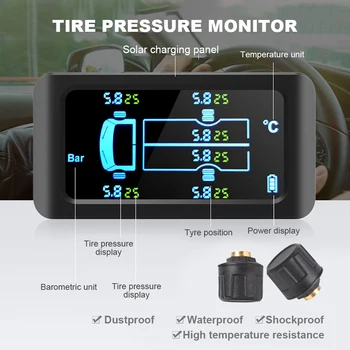 6 Sensores Caminhão de Monitoramento de Pressão dos Pneus Sistema de Display LCD sem Fio, Monitor de Pressão dos Pneus para Caminhão, estacionamento para RV Auto para os Veículos de Ônibus Van