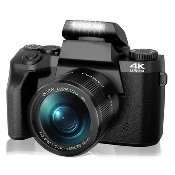 64MP Câmera Digital SLR DSLR Para a Fotografia 4K 60FPS Vlog Câmera com Foco Automático de 4.0 Polegadas de Tela de Toque do Youtube Livestream Webcam