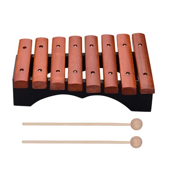 8 Notas de Madeira de Xilofone de Percussão e Educação Musical Instrumento de Presente com 2 Baquetas Fácil de Aprender Acabamento Requintado