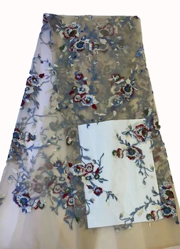 Alta qualidade de tule francês rendas bordados do tecido, a Europeia e a Americana retro paetês bordados moda vestido cheongsam vestidos