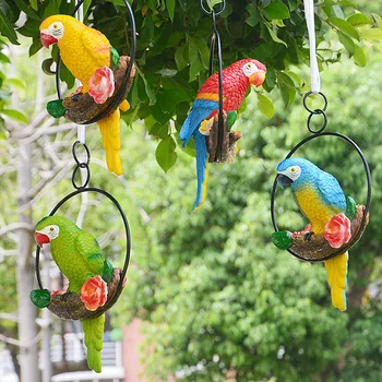 Ambiental Resina Ornamentos De Simulação Papagaio Pássaro Modelo De Ofício De Jardinagem Paisagem Quintal De Casa Jardim Decoração Da Árvore De Dom P1225