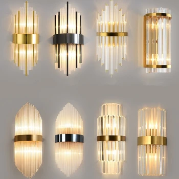 Americano de Ouro Preto, Parede de Cristal Luzes de Cabeceira para o Quarto Sala Decoração da Casa LED Candeeiro de casa de Banho Interior Luminárias