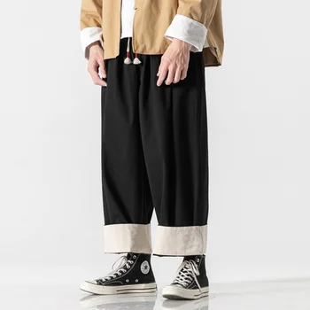 Ampla Homens Perna Calças Cargo Japão Cityboy Moda Streetwear 100% Algodão Punho Do Sexo Masculino Calças Corredores Cavallari