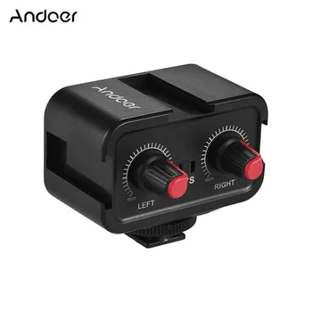 Andoer WS-VS Mixer de Áudio Adaptador de Frio e Sapato de Montagem de Hub Estéreo de 3,5 mm Saída para Canon Nikon Sony DSLR Câmera Filmadora