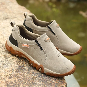 Ao ar livre, Caminhadas Sapatos para Homens Non-Slip Slip-On Sapatos Luz de Treinamento de Tênis de Caminhada Sapatos de Trekking Tamanho Grande 39-46