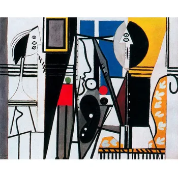 Artesanal resumo reprodução da pintura a óleo do Pintor e seu modelo de Pablo Picasso, decoração de parede, imagens Modernas de lona de Arte