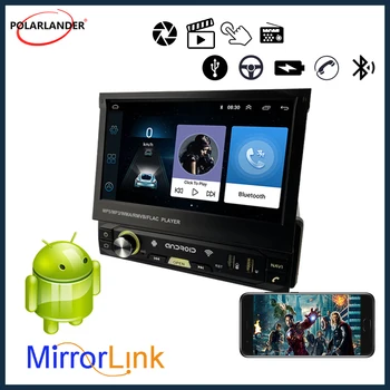 Automático Retrátil 1 Din Car Multimedia Player WIFI GPS do Android Android Automática da Tela de Toque Carplay Bluetooth 4.0 de 7 Polegadas