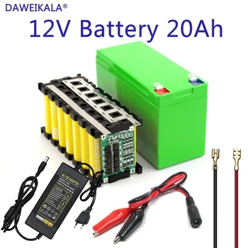 Bateria de 12V 20Ah 18650 bateria de lítio adequado para energia solar e elétrica, a bateria do veículo display+12V3A carregador