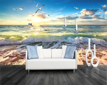 beibehang 3D de Moda sênior papel de parede praia de coqueiros, céu azul, nuvens brancas ilha de fundo de parede papel de parede para parede 3 d