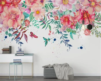 beibehang papel de parede Nórdicos moderno e minimalista de seda pintados à mão pastoral pequenos florais de fundo do papel de parede behang