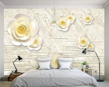 beibehang papel de Parede personalizado mural, papel de parede 3D de alta qualidade em relevo de flores, sala de estar mural de PLANO de fundo de parede Papel de parede