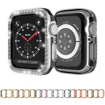 Bling Capa Para Apple caixa de relógio de 45mm 41mm 44mm 40mm 42mm de 38mm de Diamante Protetor de pára-choque Acessórios iWatch série 7 6 5 SE 4 3 2