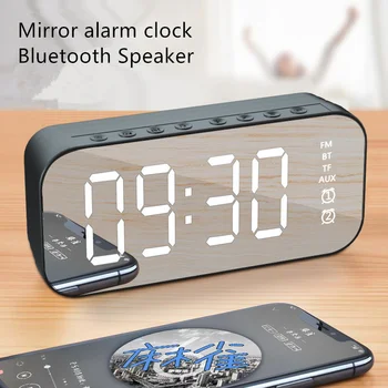 Bluetooth sem fio Eléctrico relógio despertador alto-Falante do Rádio de FM de Caixa de Som ambiente de Trabalho Relógio Despertador Subwoofer de Música Leitor de Cartão de alto-Falante de Graves
