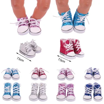 Boneca Sapatos 7Cm Mini Pano de Sapatos Sapatilhas Casuais Sapatos de Boneca, Acessórios Para 18 Polegadas Ou 43cm Boneca Nossa Geração Meninas Brinquedo