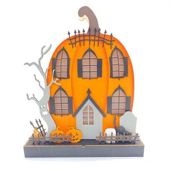 Bonito Casa Abóbora de Halloween Iluminação para a Janela de uma Loja de Férias uma Festa Temática