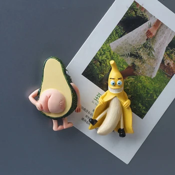 Bonito dos desenhos animados em 3D Frigorífico Adesivos de Brinquedos para Crianças Criativas de Decoração de Casa de Frutas do Ímã Engraçado Banana Abacate Decorar Novo