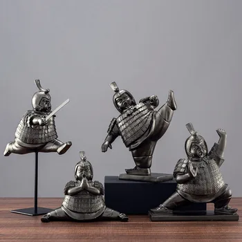 Bronze Chinês Antigo Guerreiro Figura Artware Personagem Escultura Decoração Home Acessórios De Arte Moderna De Resina Estátua Ornamento