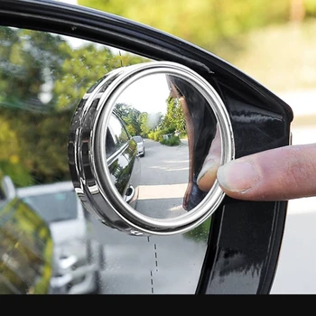 Carro 2Pcs Espelho Convexo Ponto Cego do Espelho Retrovisor Auto Rotação de 360 Graus de ângulo Largo Rodada Ponto Cego do retrovisor Espelho sem aro