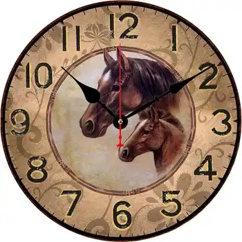 Cavalo Animal Rodada Relógio de Parede em Silêncio Não Passando Bateria Operado para a secretaria de Estudantes da Escola para Casa Decorativo Relógio de Arte